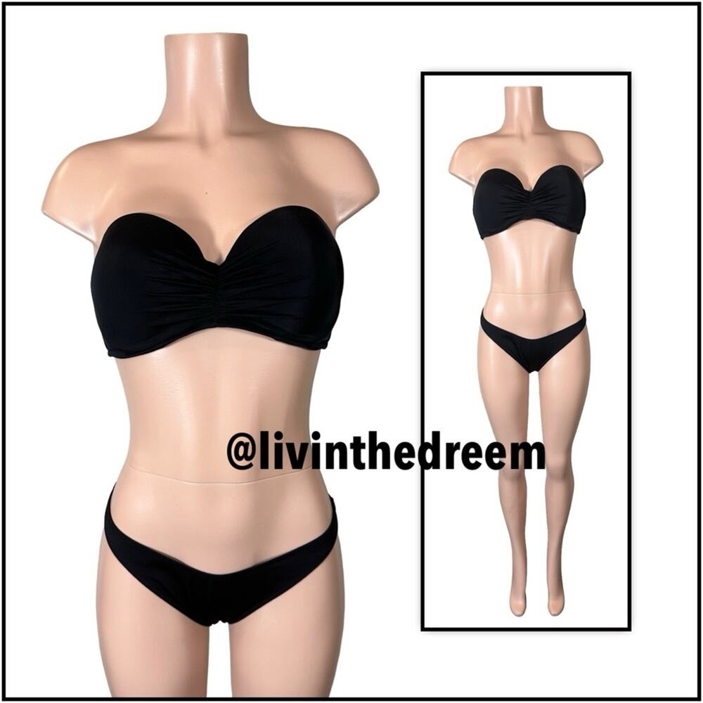 VICTORIA'S SECRET SWIM Bandeau Bikini Top 36D and Skimpy Bottoms M $120